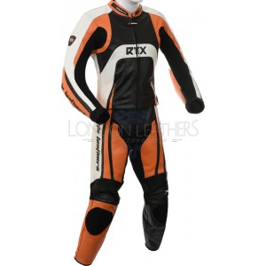 Raptor Orange Motorcycle 2pc Racing Leather Suit